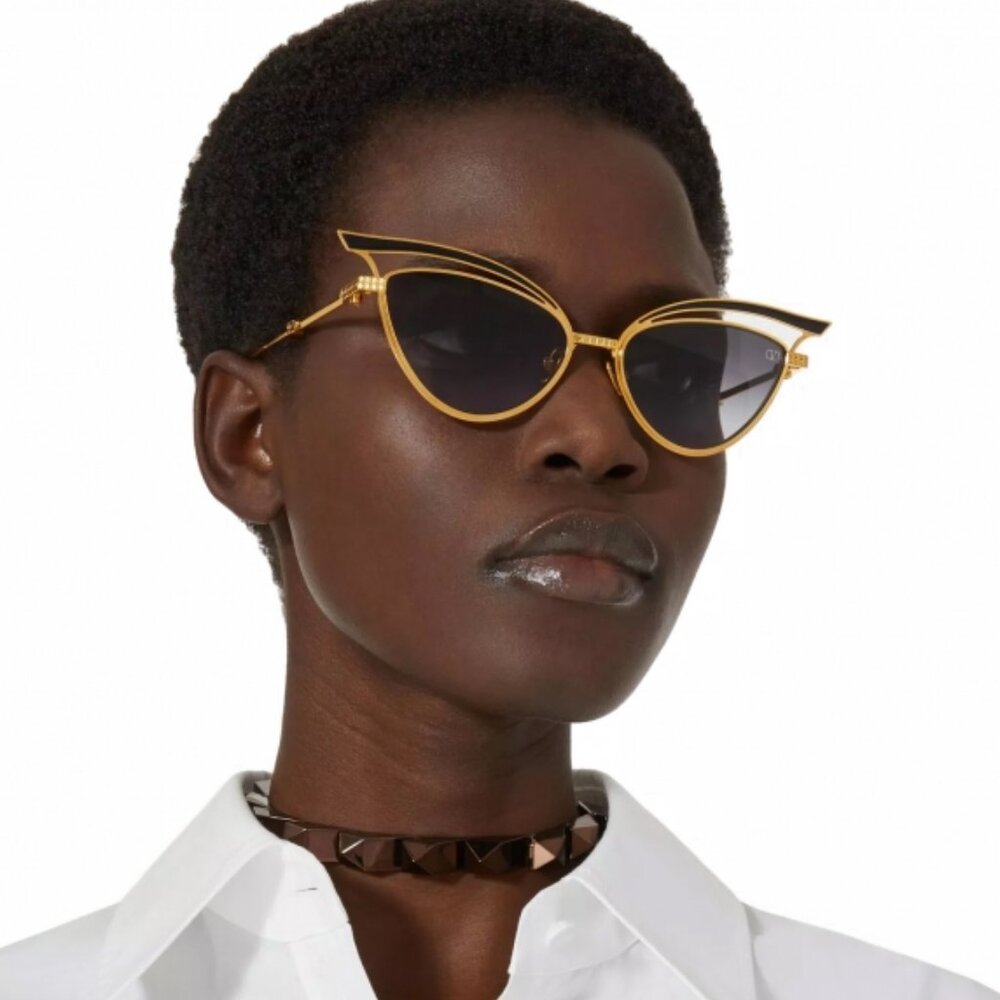 NWT VALENTINO SUNGLASSES V-GLASSLINER GOLD GRAY SUNGLASSES VALENTINO VLS-118A